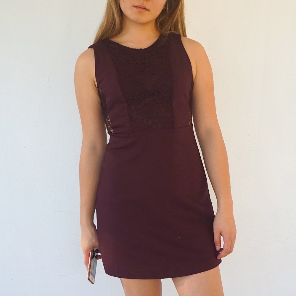 Zara TRF Burgundy Lace Dress Size S